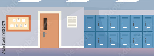 University class. Locker storage. Office locker. Locker room interior.