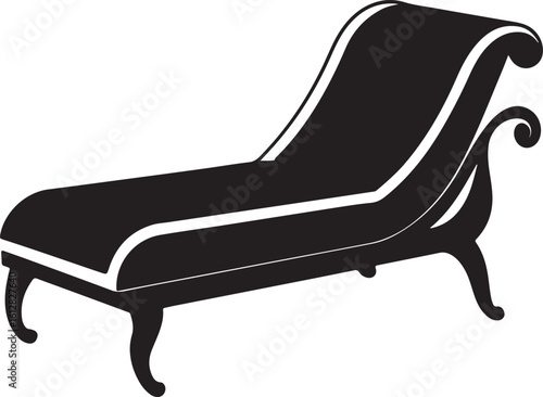 chaise lounge silhouette, black and white silhouette, vector and illustration