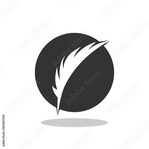 Photos Feather logo, feather pen logo icon with shadow