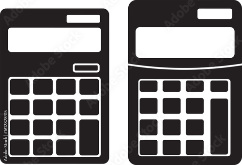 Two calculator silhouettes side by side
