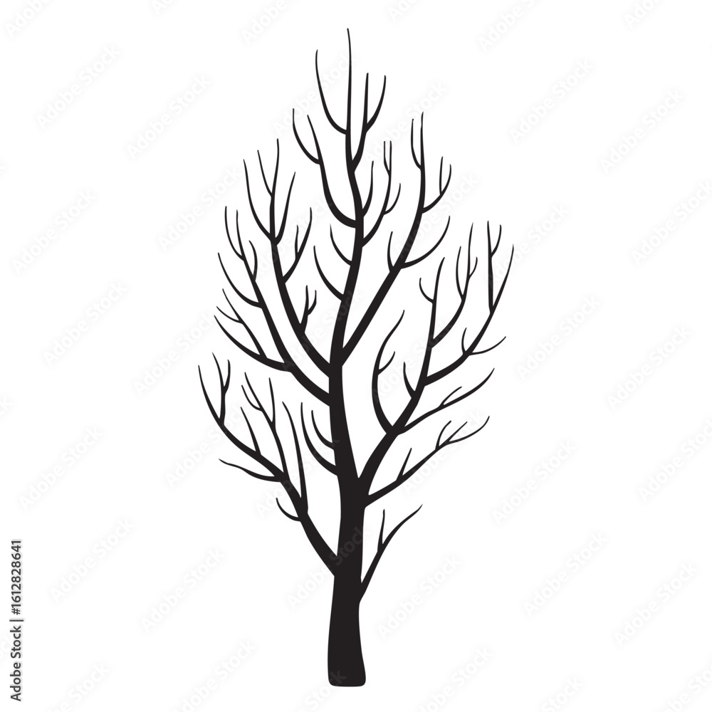 Fototapeta premium Minimalist black and white illustration of a bare tree with many branches vector