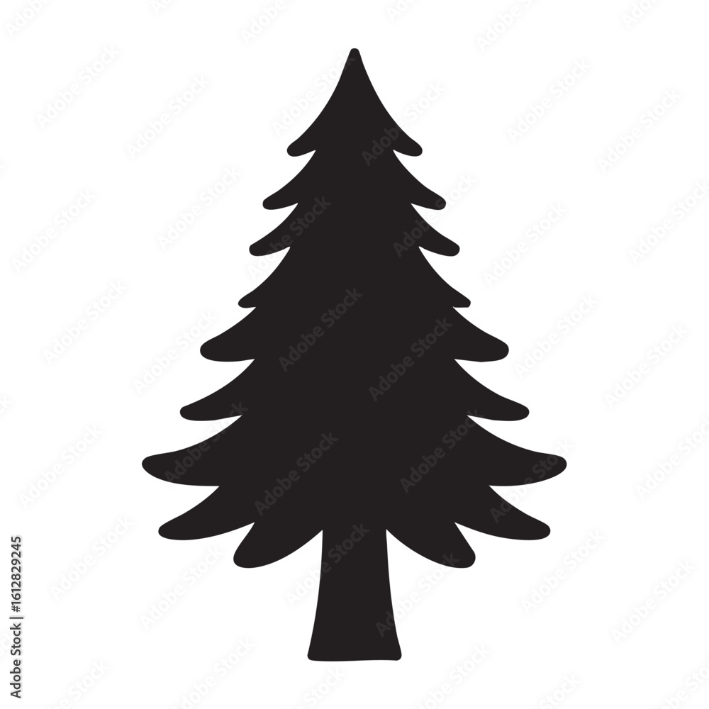 Obraz premium Simple black silhouette of a fir tree on a white background christmas tree pine tree