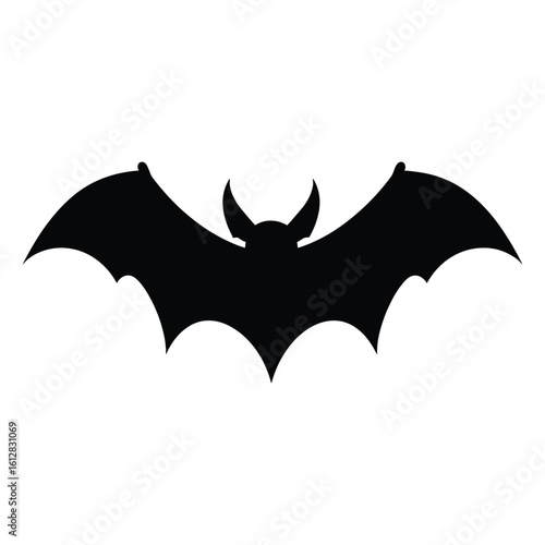 Wallpaper Mural Vector art of black bat silhouette flying with wings spread wide Torontodigital.ca