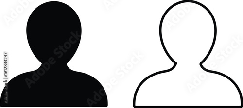 person silhouette, black and white portrait, simple minimalist art, minimalist illustration, stylized human head icon
