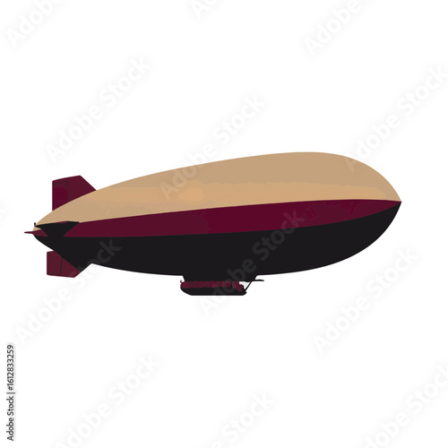 Stylish zeppelin silhouette in black and burgundy on white background, elegance