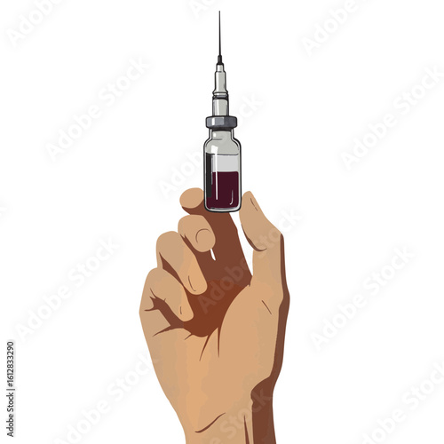 Hand holding vaccine vial in silhouette, health and safety concept
