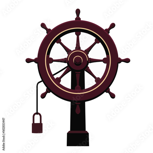 Silhouette of a wheel lock on white background, security concept