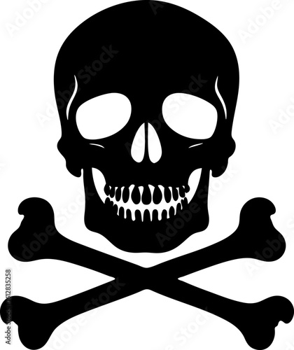 Pirate Skull and Crossed Bones in Bold Silhouette Graphic Style