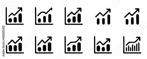 Financial upward growth arrow chart silhouette, business success growth, and profit vector icon