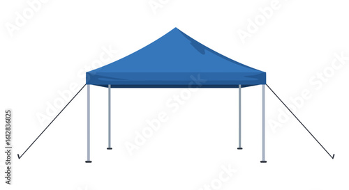 Blue Pop Up Tent Illustration for Outdoor Events and Markets Isolated on White Background