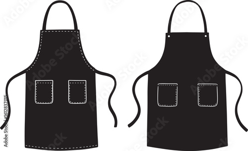 Two black apron silhouettes with pockets