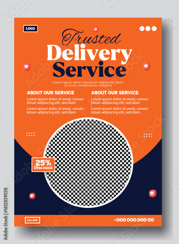 Modern Delivery Service Flyer Template with Discount Offer and Photo Placeholder