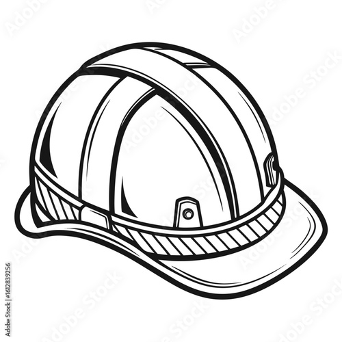 a black and white drawing of a hard hat