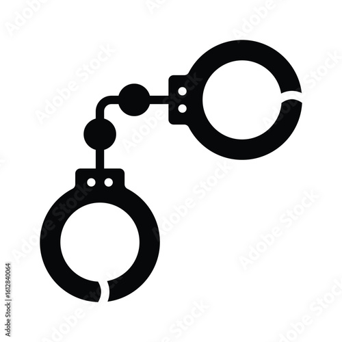 Visually appealing glyph icon of secure handcuffs clasped