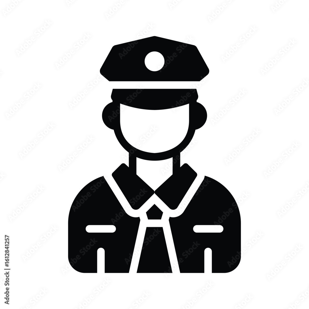 Premium glyph icon of uniformed policeman in stance Premium glyph icon of uniformed policeman in stance