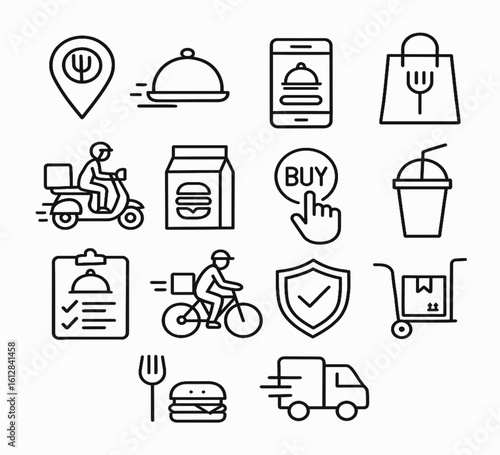 Minimal Food Delivery Icons Set