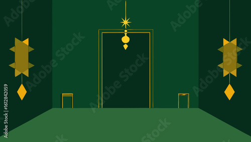 deep green room gold decorations