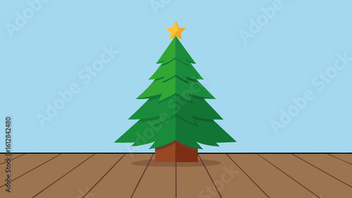 holiday tree wooden floorboards rustic cozy charm