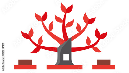 tree red ribbons fireplace christmas warmth