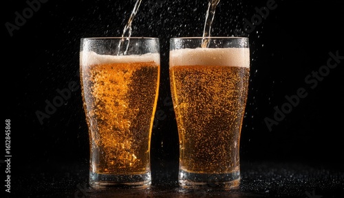 Wallpaper Mural Two beer glasses, pouring beer, splashing Torontodigital.ca