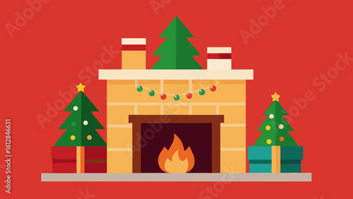 fireplace mantel festive tree decor
