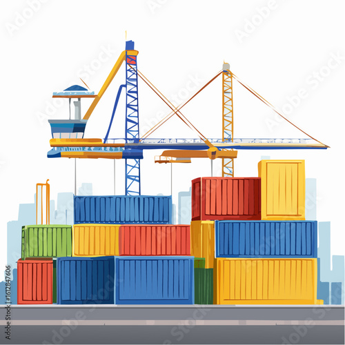 busy seaport terminal with cranes loading cargo