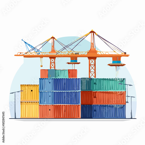 busy seaport terminal with cranes loading cargo
