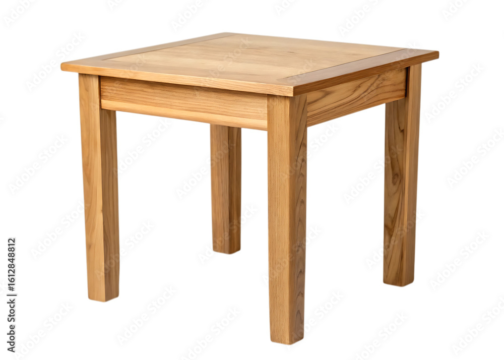 Fototapeta premium Simple wooden side table isolated on transparent background
