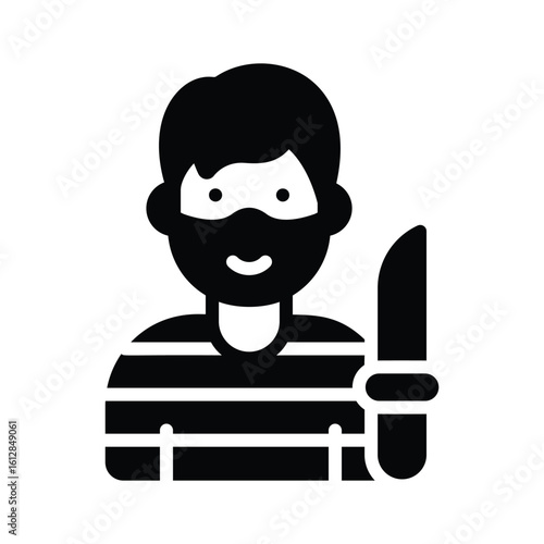 A modern glyph icon of masked murderer figure