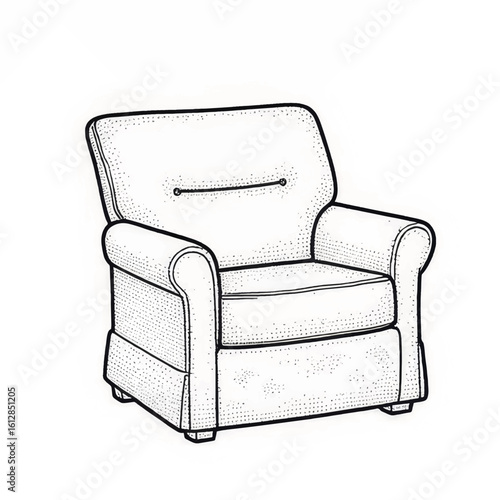 Armchair design in minimalist style with simple lines and fabric  