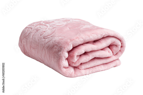 Folded, light-pink, plush blanket