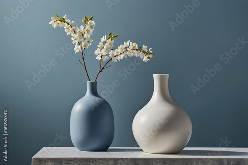Blue and white vases with white flowers blue vase ceramic