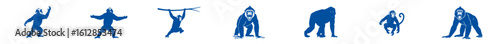 isolated blue primate silhouettes