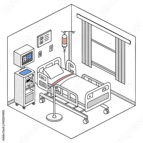 ICU room vector with medical equipment generated by ai