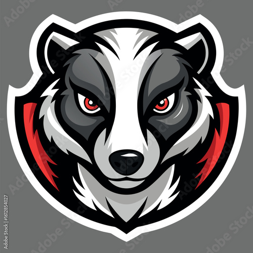 Fierce badger mascot design with bold colors and intense expression