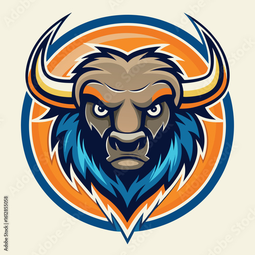 Wallpaper Mural Impressive bison head logo featuring bold colors and striking features representing strength and resilience Torontodigital.ca