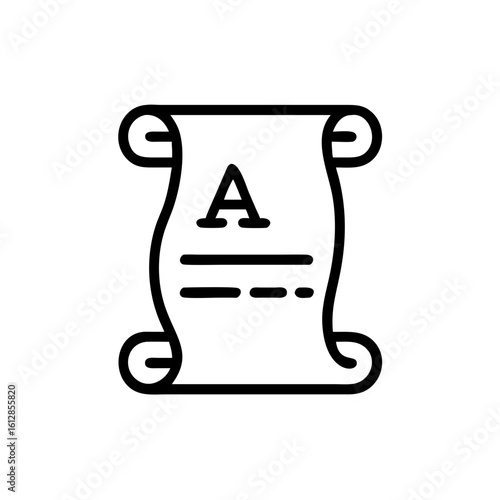 Scroll with text showcases historical document, its elegant design adds classic touch. Scroll with text displays written content, its curved edges emphasize refined paper material.