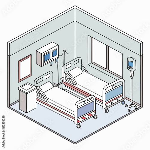 ICU room vector with medical equipment generated by ai