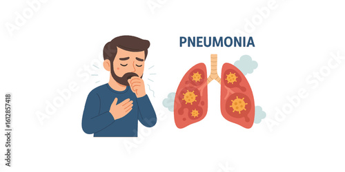 Print  Pneumonia disease illustration