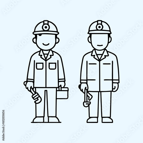 Vector Construction Workers Illustration for Safety and Industry Use