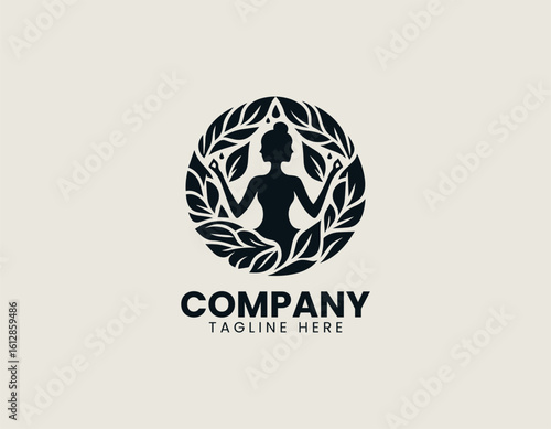 Nature Beauty Woman Goddess Wellness Spa Floral Vector Logo Design
