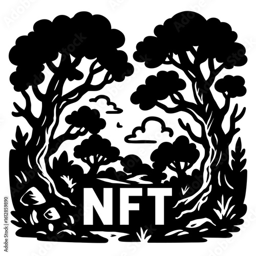 NFT Trees and Forest - Representing Digital Nature or Environment