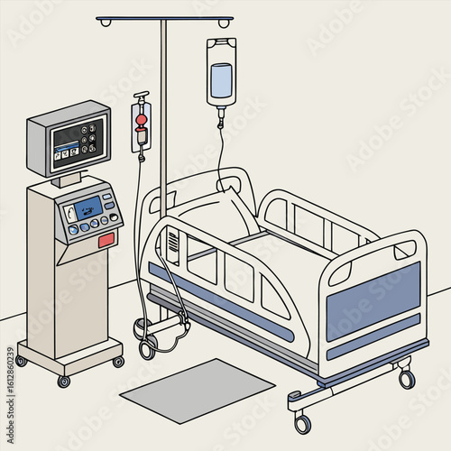 ICU room vector with medical equipment generated by ai