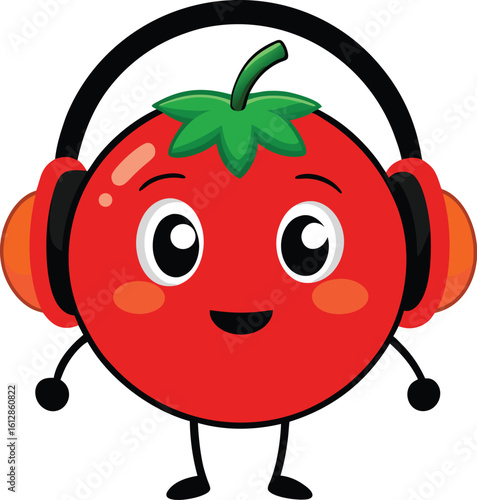 DJ Tomato Wearing Headphones Vector