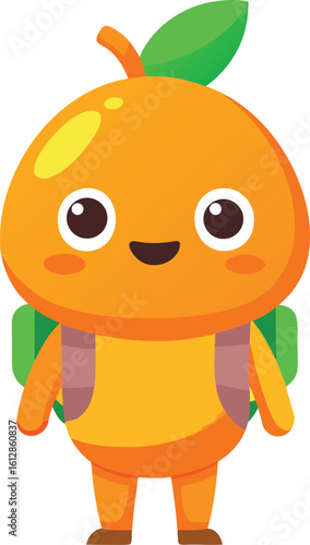 Cartoon Orange with Backpack