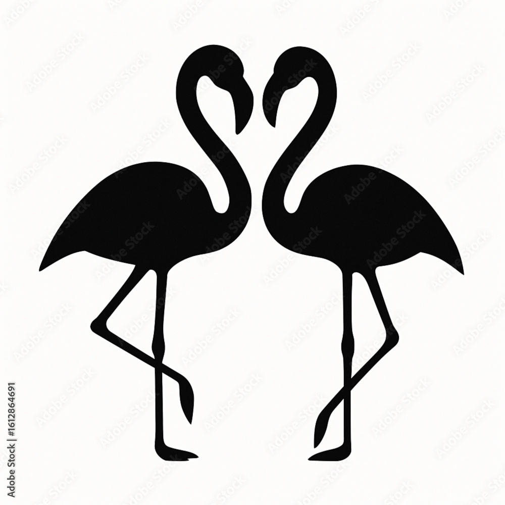 Fototapeta premium Vector flat flamingo silhouette isolated on white background