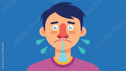 Emotionally expressive cartoon character showing sadness and distress with tears on a blue background