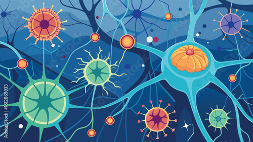 Colorful representation of neurons and synapses in a complex neural network