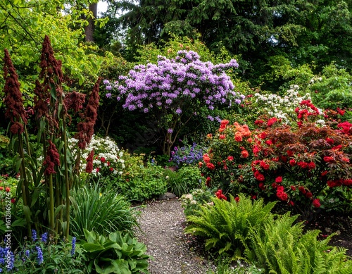 Lush garden path with vibrant flowers (1)