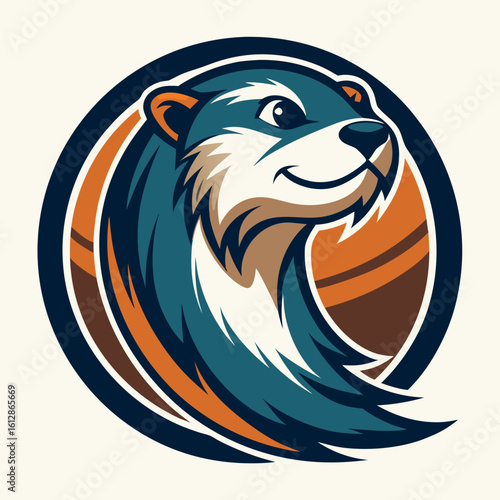 Stylized illustration of an otter with vibrant colors and bold shapes likely representing a sports team or community group